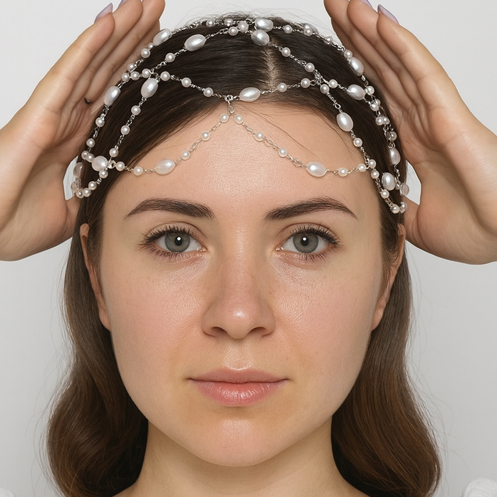 Cross-Border New Mesh Hair Chain Niche Design Elegant Bridal Wedding Headdress Princess Style Fashion Banquet Hair Accessories