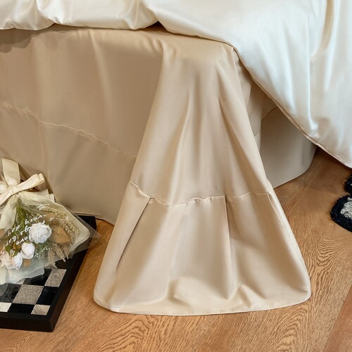 160 pieces of lightweight luxury high-end long-staple cotton bed set, all-cotton pure cotton bed skirt, simple solid color bedding, comforter cover