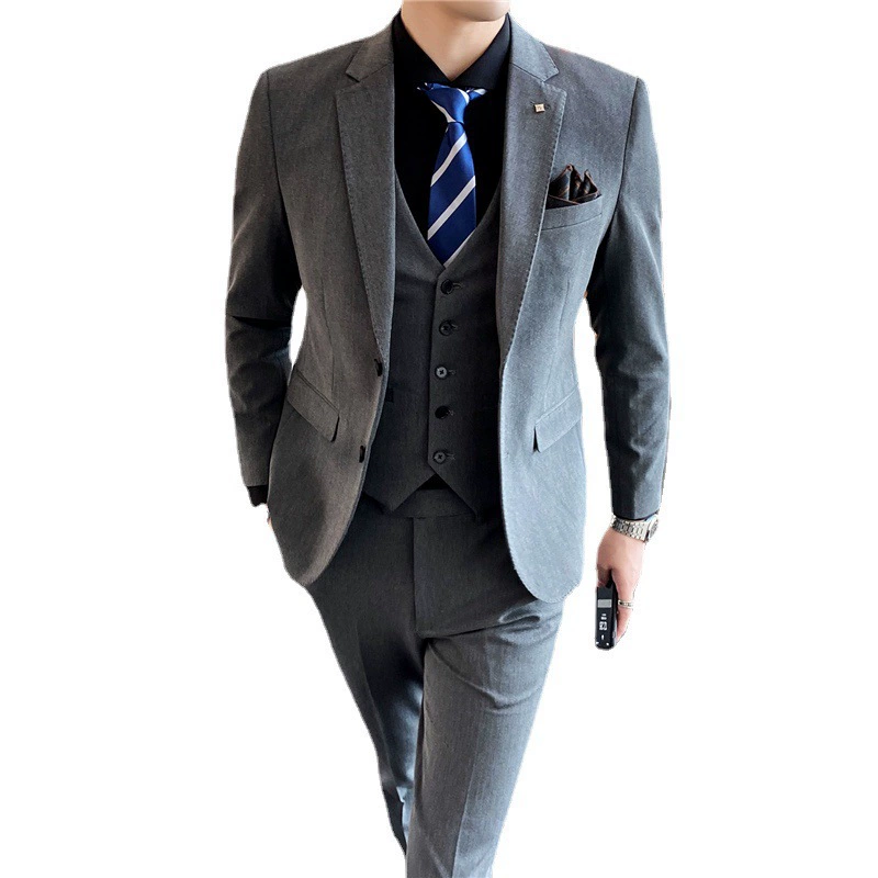  Men's set, classic suit jacket, 3 piece set, Korean style