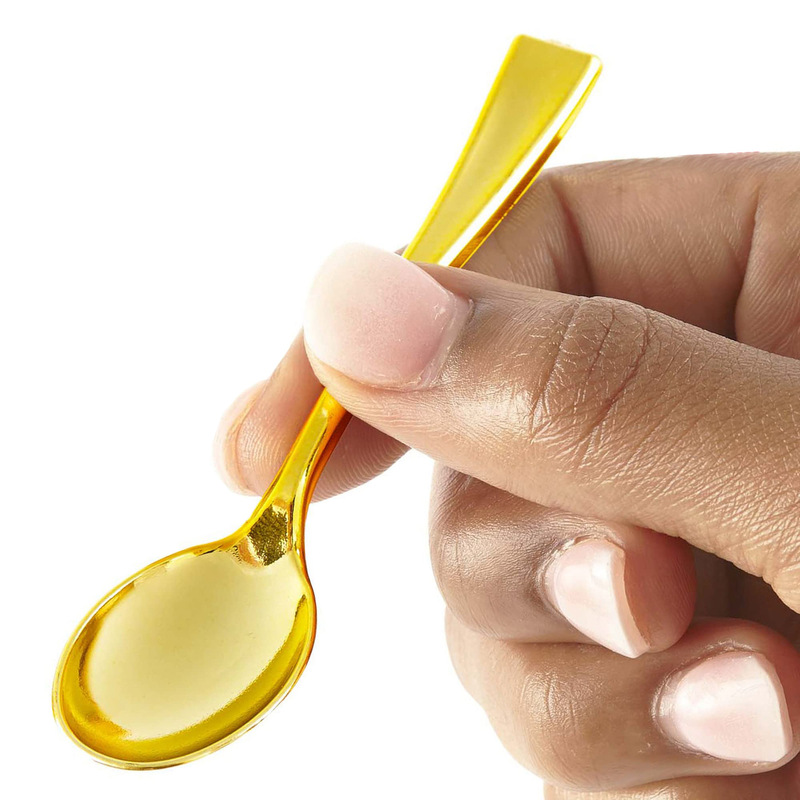 Plastic Mini Gold Spoon 10cm Disposable Gold Electroplated Gold Spoon Party Party Banquet Buffet