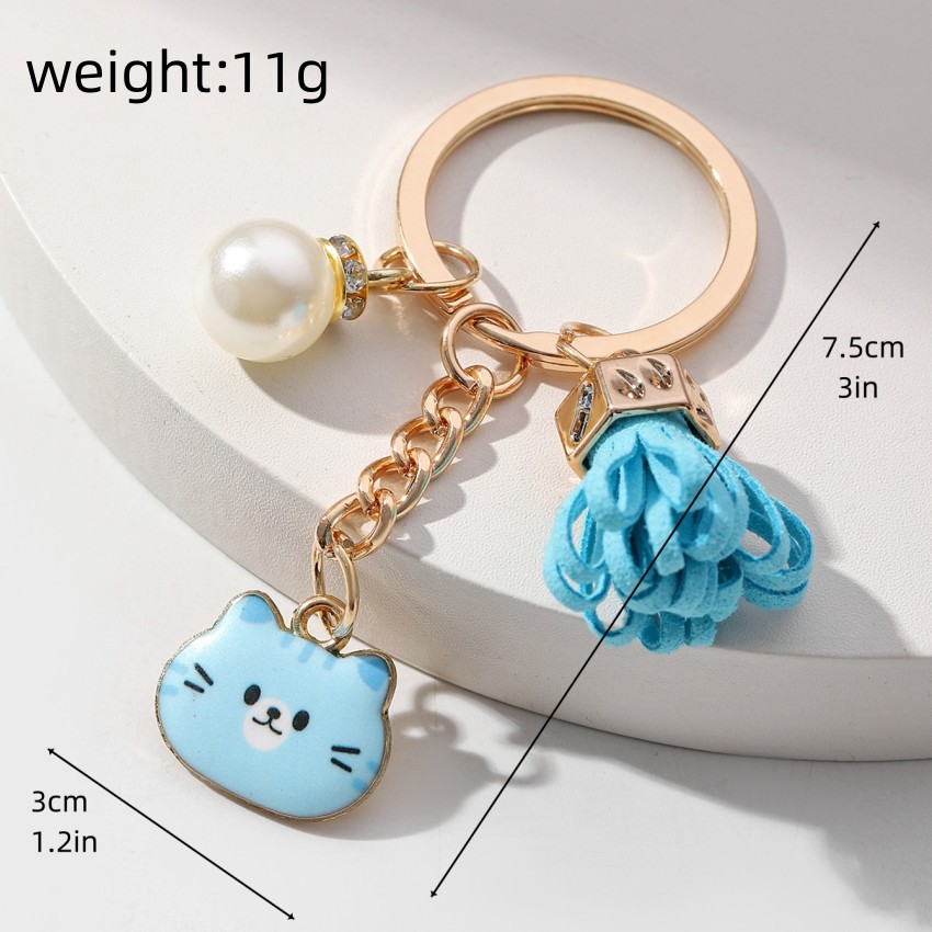 14g Weight Bag Pendant, Keychain Classification 1 Piece Quantity Cute Cat Pu Leather Alloy Women's Bag Pendant Keychain