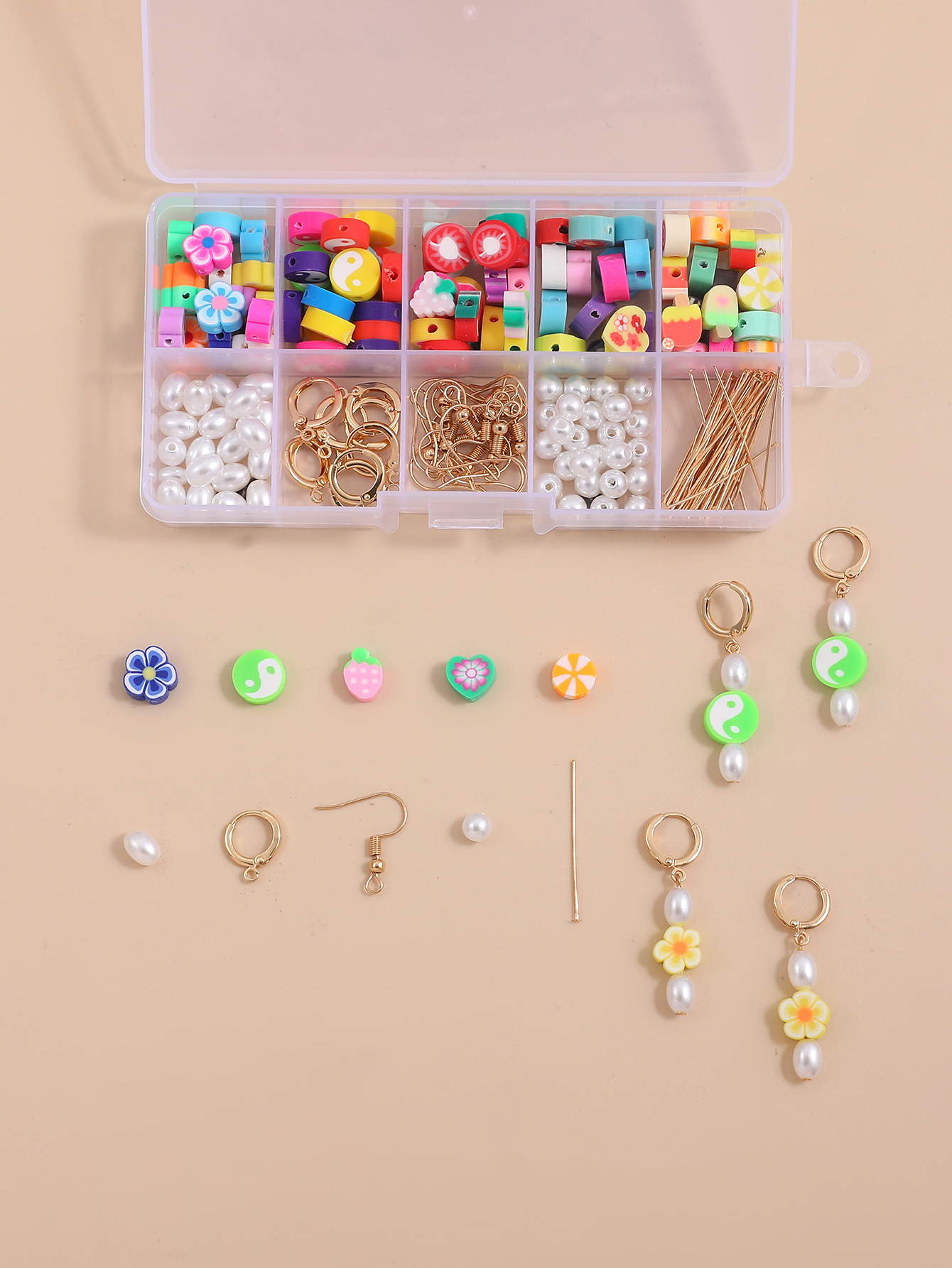 Diy10 Grid Color Soft Ceramic Handmade Earring Accessories Material Box display picture 1