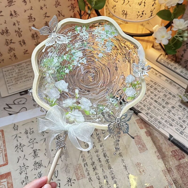 中国風の丸扇子、古代風の波紋扇子、DIY自家製素材パッケージ、コミュニティチームビルディング活動、クリエイティブなウォームアップギフト|undefined