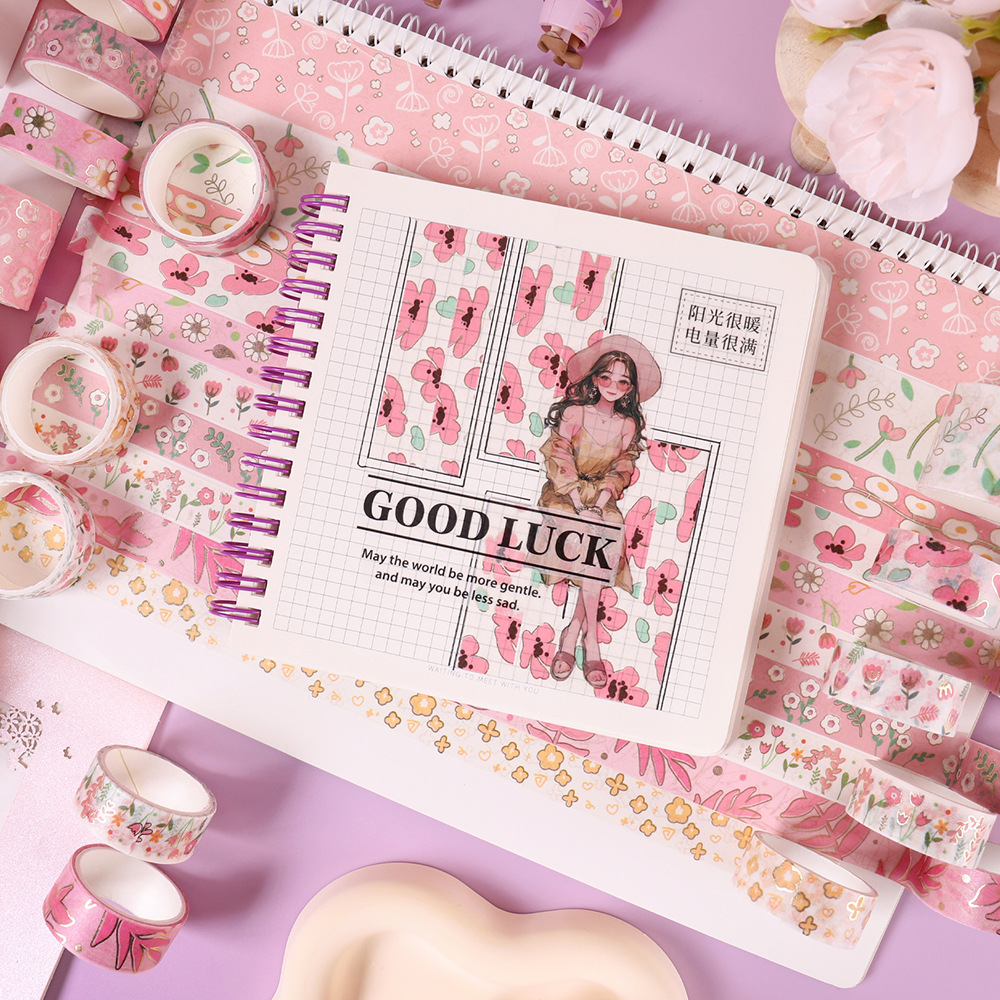 96g Weight Washi Tape Stationery Type 1 Set Quantity Learning Occasion Washi Material Ditsy Floral, Flower Pattern Cute, Pastoral Style Pink Color 1 Set Ditsy Floral Flower Learning Washi Cute Pastoral Washi Tape 6
