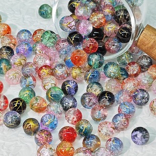 10mm brushed pop beads new Chinese gold thread double color glaze hand string loose beads handmade diy jewelry accessories