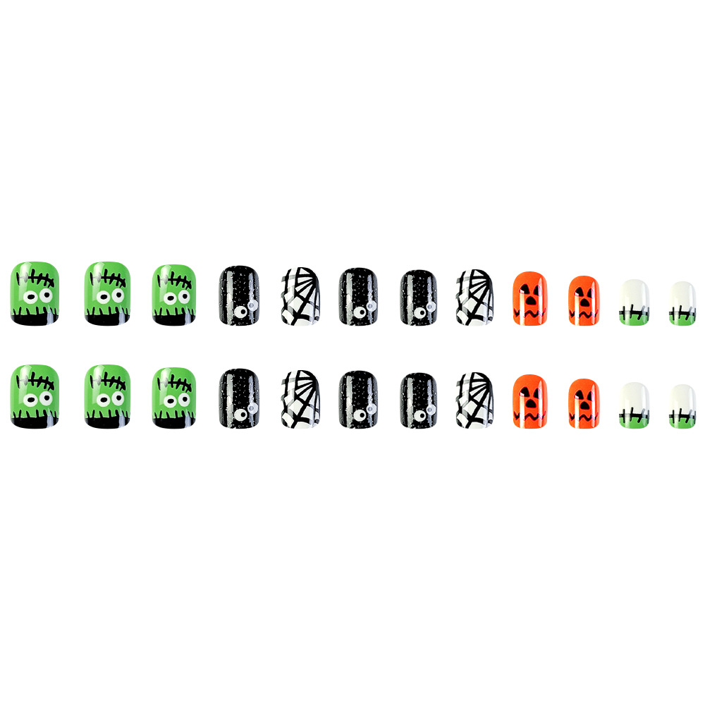 Uñas postizas de Halloween, muy vendidas en el extranjero, parches de uñas cortas de dibujos animados coloridos, dulces, geniales, divertidas y lindas, uñas para usar. image 6