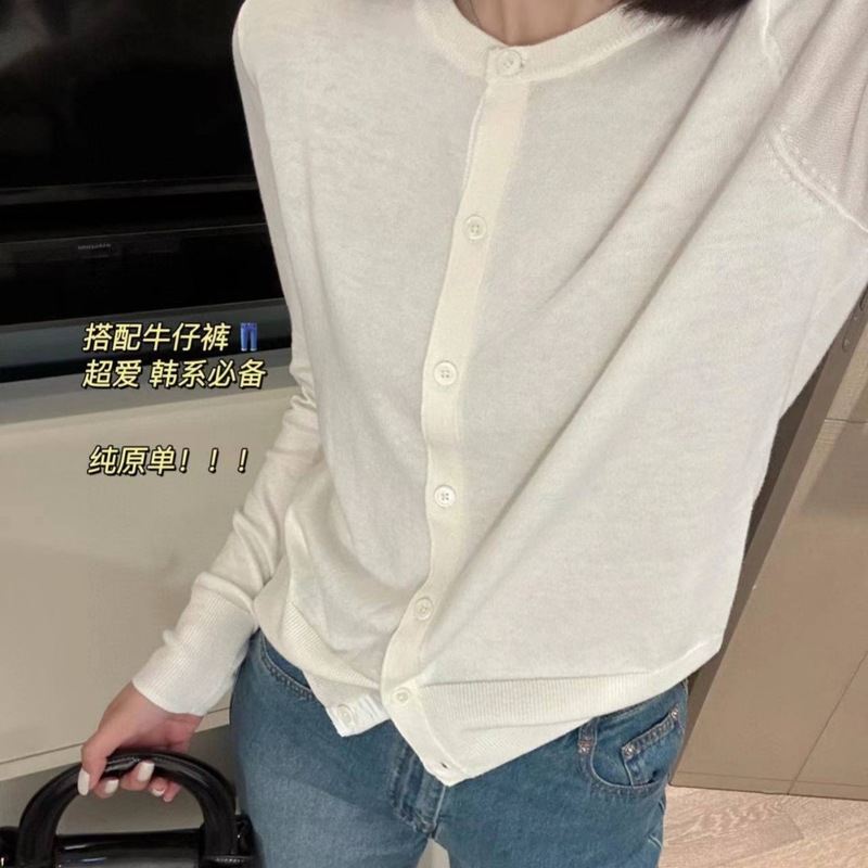 080609早秋新款棉质感经典百搭胸前动物刺绣圆领长袖针织开衫薄款|undefined