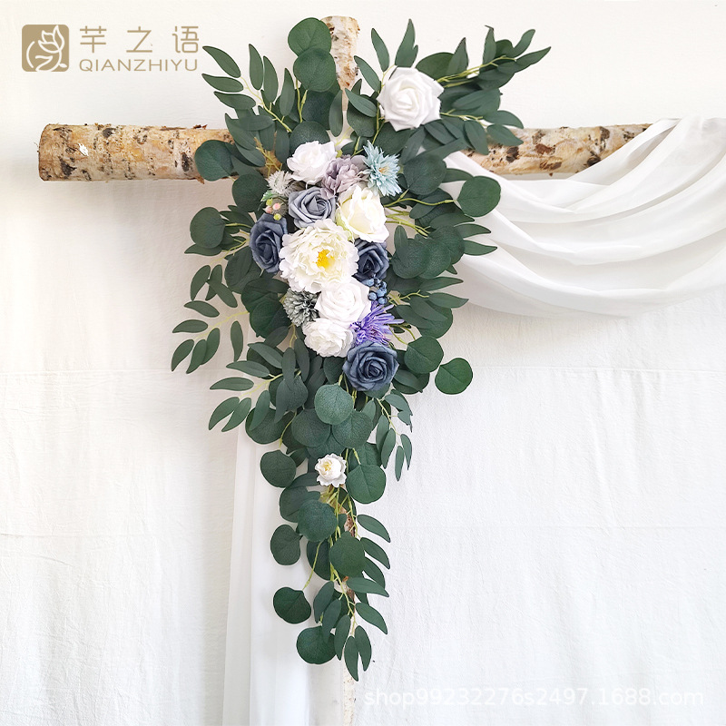 新款亞馬遜熱銷手工制作仿真花永生花婚禮慶典背景拱門花門楣花