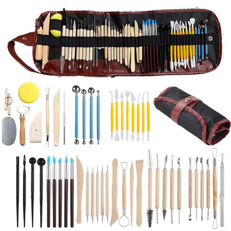 점토 도구 세트 51개/연필 가방 스타일