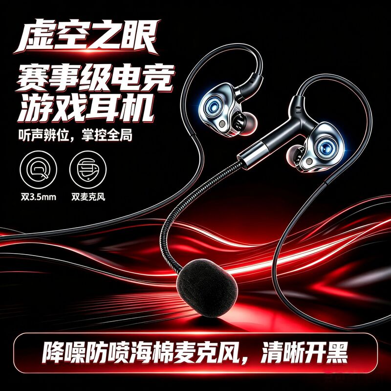 New gaming headset, in-ear design, zero-latency, specifically for PC gaming, with noise cancellation and dual microphones New gaming headset, in-ear design, zero-latency, specifically for PC gaming, with noise cancellation and dual microphones