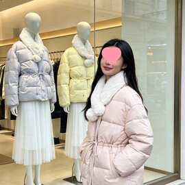 羽绒服甜美毛领收腰围脖冬季鸭绒小个子显瘦外套