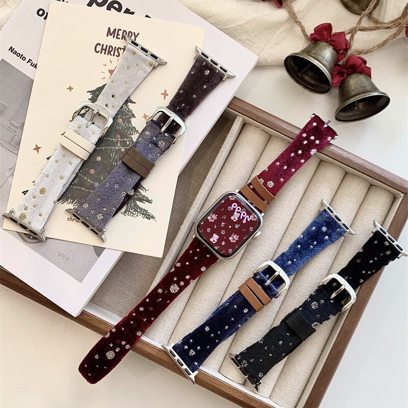 New Corduroy with Gold Stamping Is Suitable for Apple Watch 9 Strap S10 Apple Watch iWatch 11 Generation 87Se