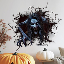 跨境万圣节恐怖主题墙贴3D破墙女鬼地板装饰贴饰贴画鬼影墙贴pvc
