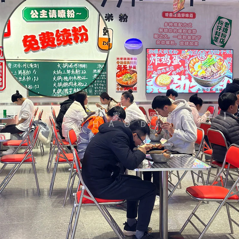送料無料 モダンでシンプルな火鍋店のテーブルと椅子 香港風茶屋の食卓 丸テーブル 折りたたみ椅子 ステンレス製のテーブルと椅子|undefined