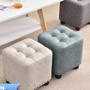 Technology Cloth Small Stool Home Internet Celebrity Living Room Sofa Stool Doorway Shoe Changing Stool Solid Wood Low Stool Accessible Luxury Small Board Nayou