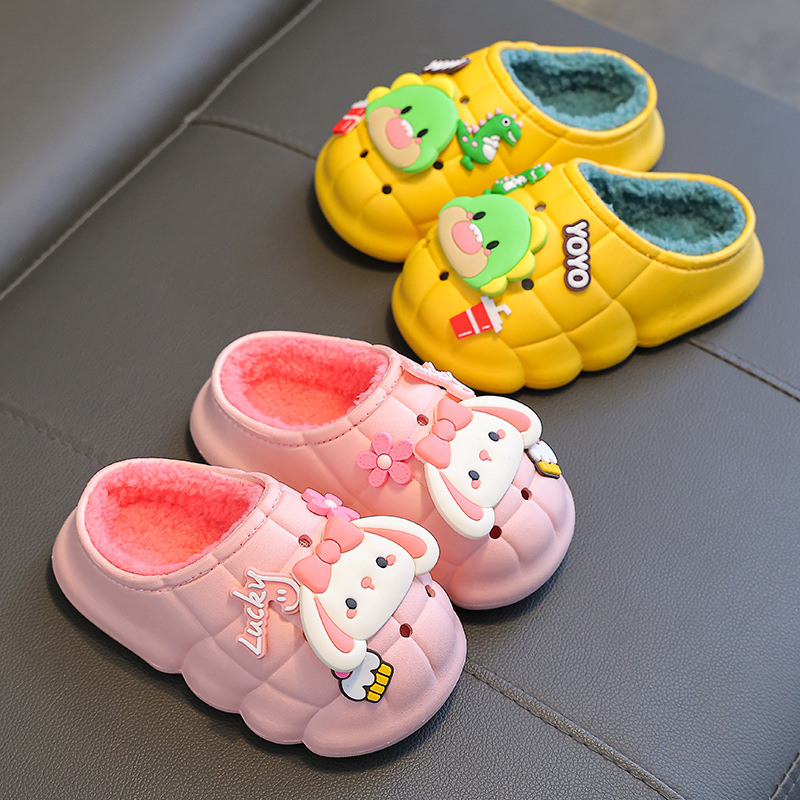 Zapatillas de algodón para niños de invierno niños y niñas cálido forro polar impermeable antideslizante bebé 1-3 años 2 zapatillas de felpa para bebés