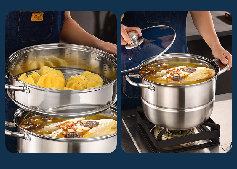Stainless Steel Multifunctional Soup Pot And Steamer Cookware Set_voghion.com
