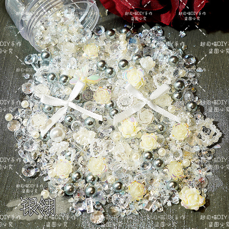 人気の高品質スーパーフェアリーカードレンガ DIY 素材不規則なクリスタル透明砂利ウェアラブルマニキュアパールジュエリーアクセサリー|undefined