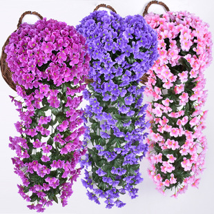 Simulated Flower Violet Hanging Flower Vine Wall Hanging Hanging Orchid Hanging Basket Flower Living Room Balcony Home Decoration Amazon Cross-Border