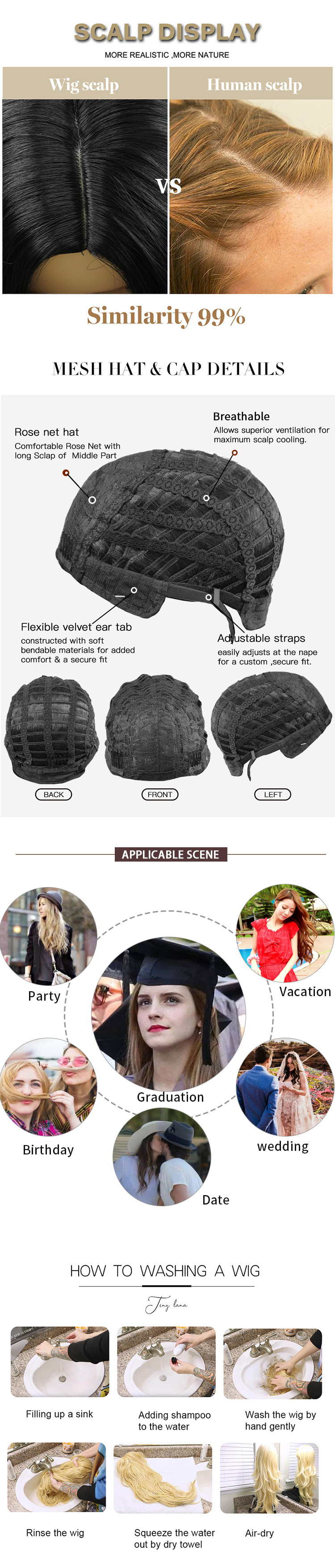 Synthetische Perücke mit vollem Kopf und schwarzem, langem, lockigem Haar mit großer Welle und natürlicher Krümmung_voghion.com