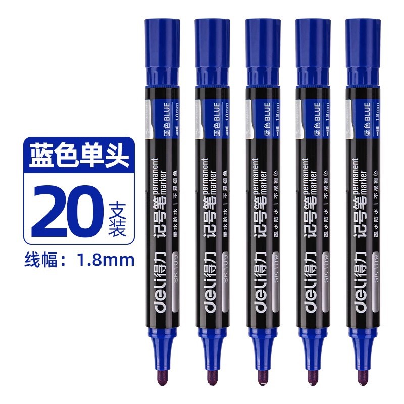 Deli/Deli rotulador negro de cabeza gruesa marca de gran capacidad bolígrafo a base de aceite bolígrafo impermeable de cabeza grande de secado rápido