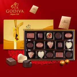 比利时进口歌帝梵GODIVA金装15枚巧克力礼盒送情人礼物送女友