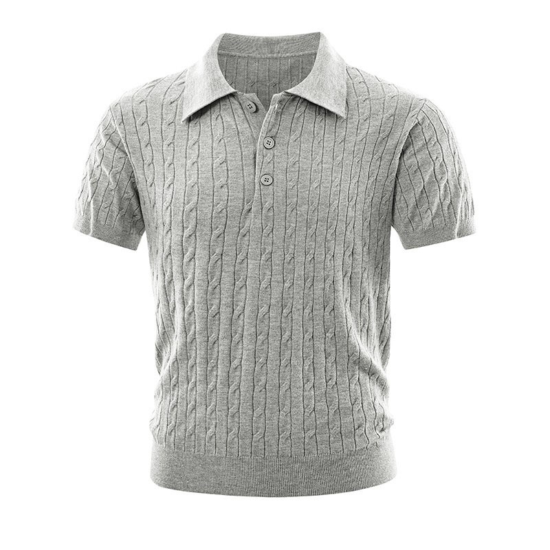 Polo camiseta de punto camiseta de manga corta camiseta de hombre rayas huecas retro viento de hielo de verano fábrica transfronteriza al por mayor