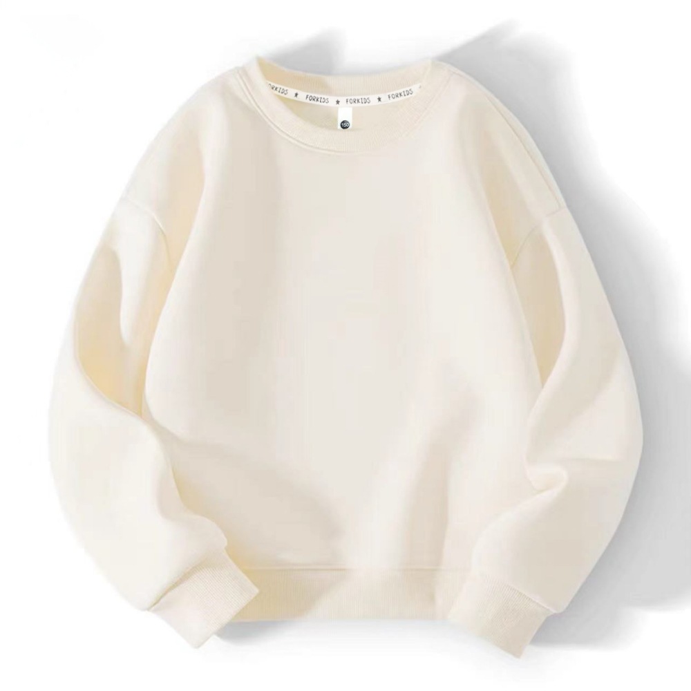 Autumn/Winter New Children's Crew Neck Solid Color Casual Top Red No Lining Spring/Autumn Style Loose Trendy