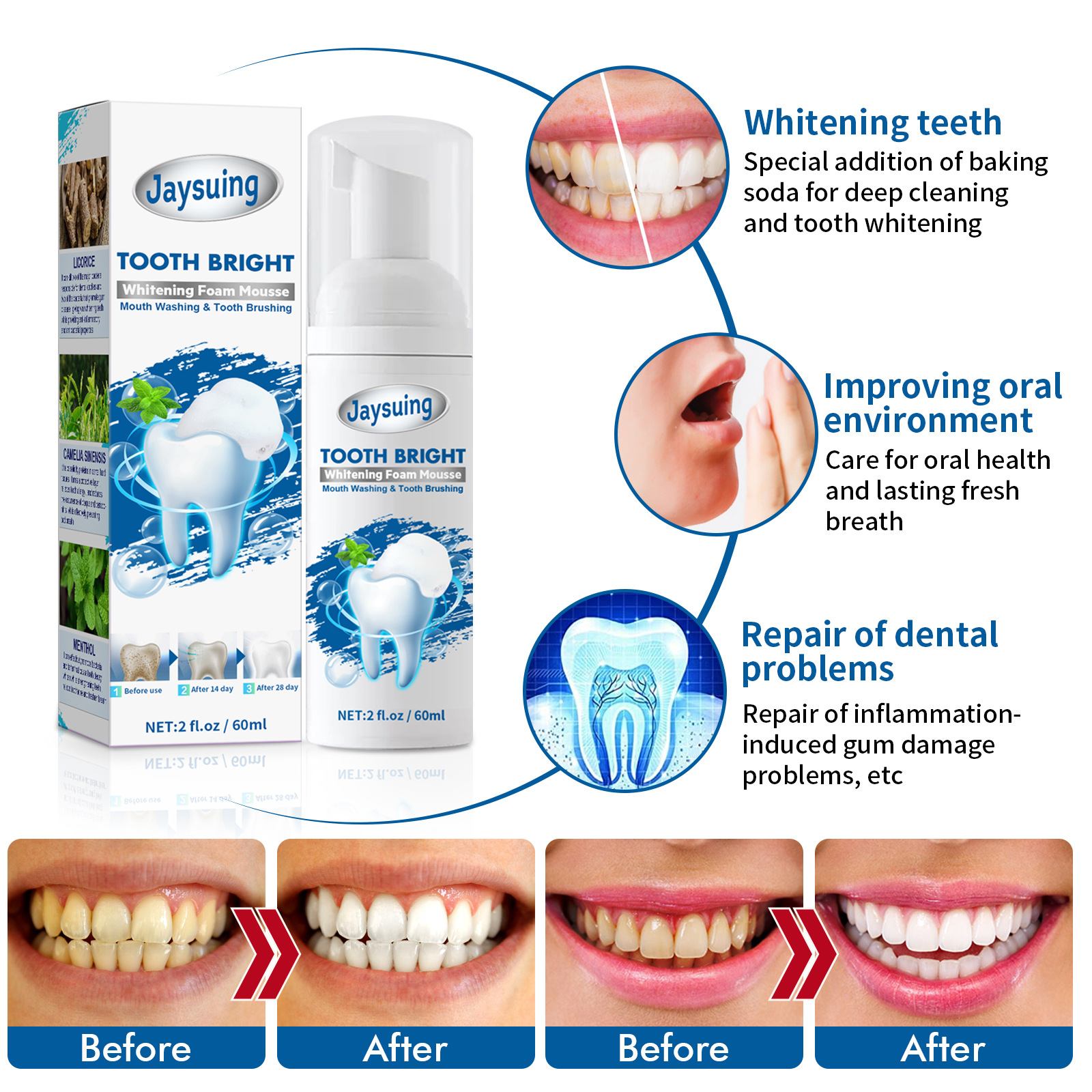Jayswing Mousse toothpaste tartar, bad breath, beautiful teeth, portable foam toothpaste, oral cleaning_voghion.com