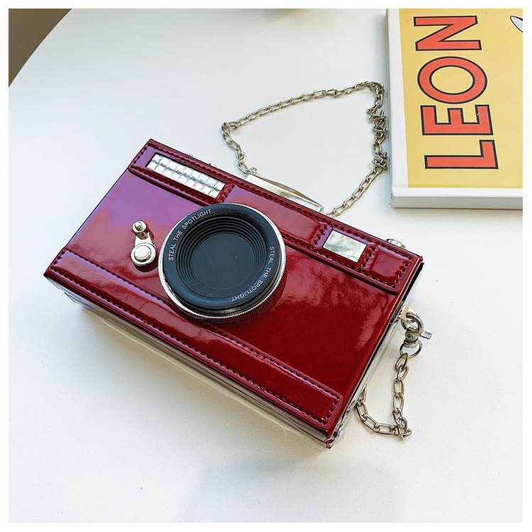 Women's Small Pu Leather Camera Fashion Chain Square Lock Clasp Crossbody Bag display picture 12