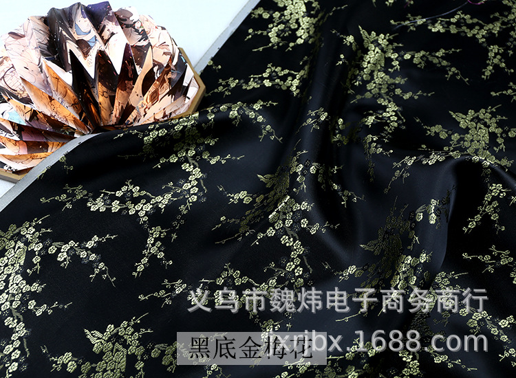 梅花织锦缎布料 古装汉服COS和服唐装旗袍提花丝绸织锦缎服装面料-阿里巴巴