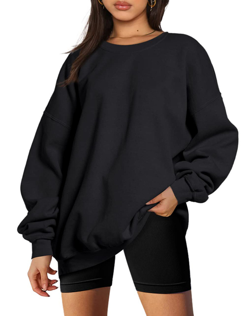 Round Neck Neckline Wholesale Women's Wool Casual Sport Style Solid Color Long Sleeve Hoodies & Sweatshirts