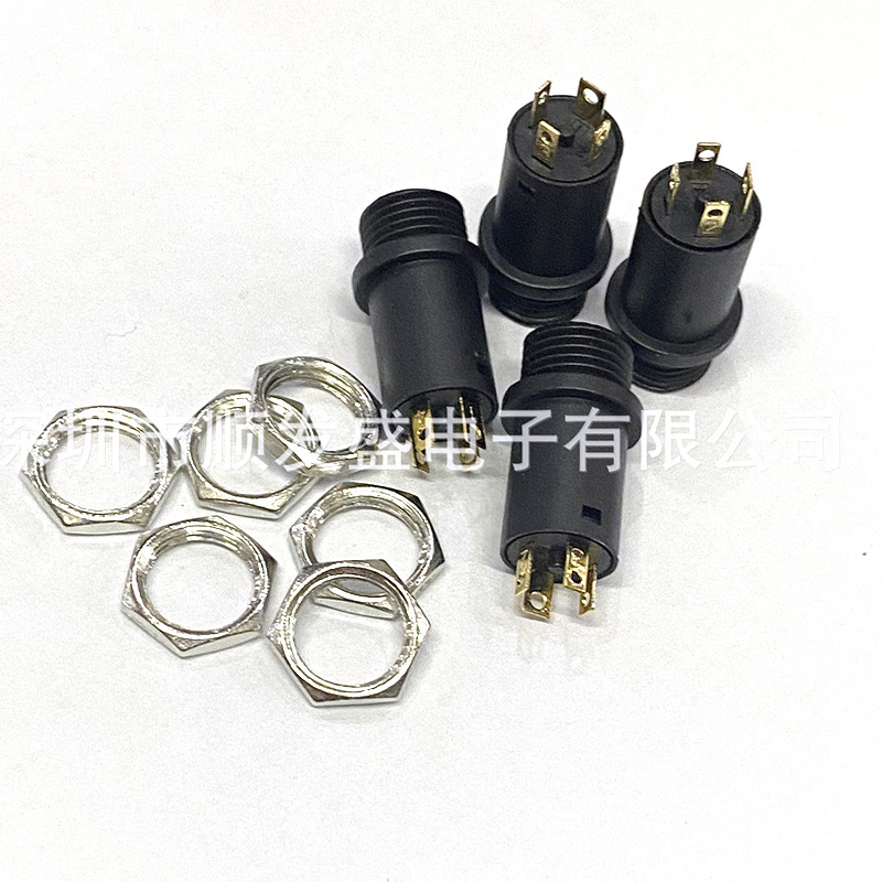 PJ-31640 带螺纹双声道 耳机插座 立体声4节 3.5MM立式直插母座