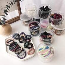 夏日果冻少女简约彩色系电话线发圈韩系碎花电话高弹力线耐用皮筋