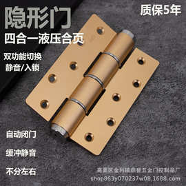 隐形门液压合页5寸E型功能转换阻尼自动关门闭门器木门铰链可代发