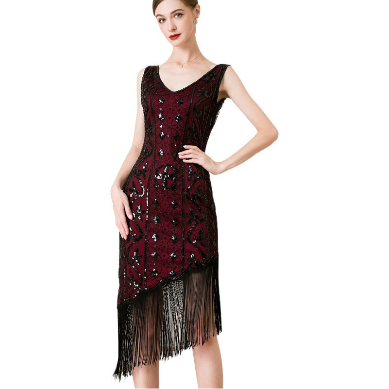 Амазонка Новый 1920 винтажное вечернее платье с блестками из бисера юбка выпускного вечера темперамент нерегулярное платье с кисточками