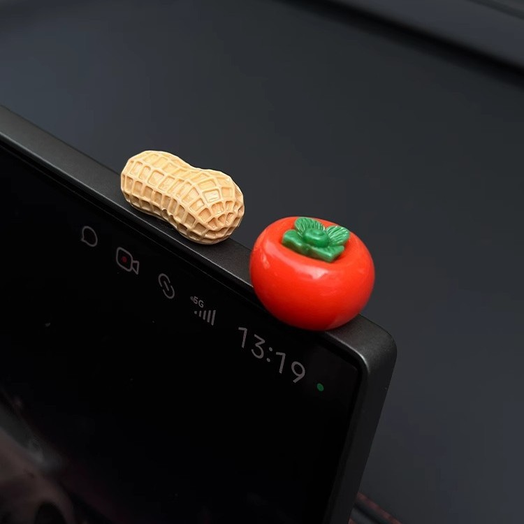 New Year's Good Things Happen Ornament for Car Dashboard Personalized Persimmon Peanut Car Display Screen Decoration Sticker Desktop