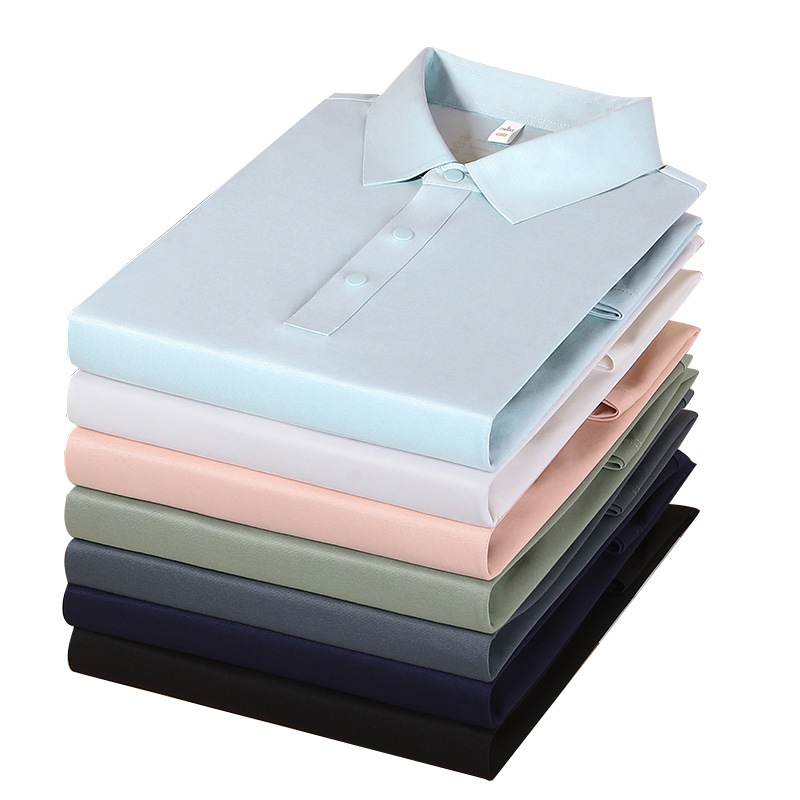 Comercio 50 cuatro cierre sin costura pegamento fresco poliéster algodón amoníaco solapa polo polo hombre personalizado