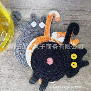 Temu Shein Platform's Most Popular Cat Butt Coasters Cat Butt Coasters Knitted Coasters