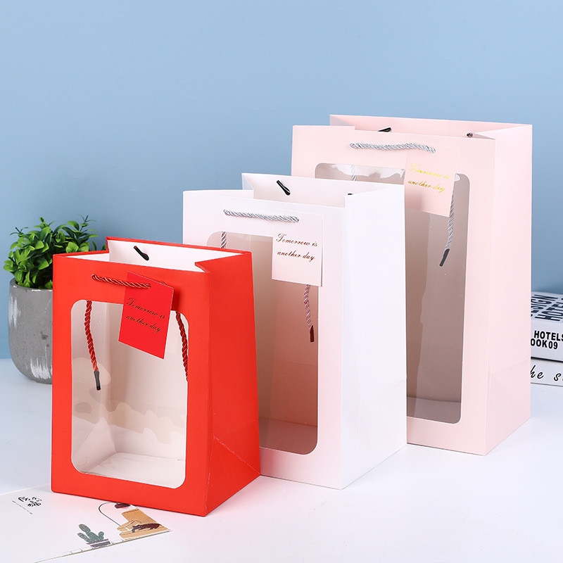 Nueva ventana bolsa de regalo de San Valentín ramo muñeca ventana bolso bolsa de embalaje general para exposición