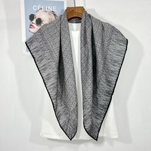 【小香灰88cm】双面真丝羊毛围巾女气质百搭秋冬款桑蚕丝方巾披肩