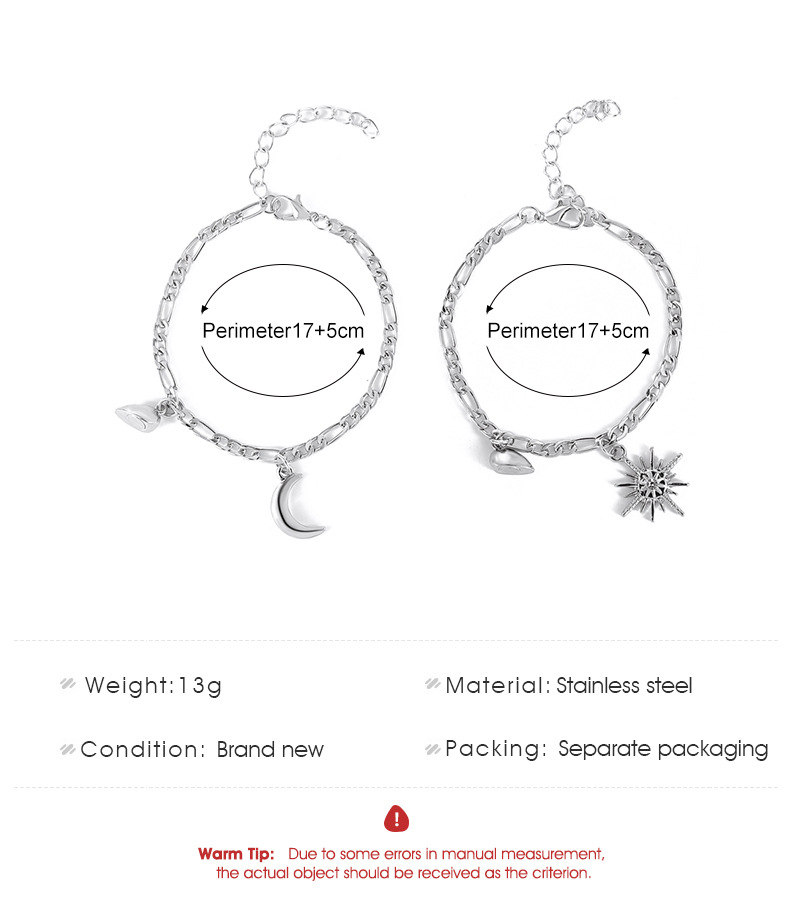 Europe and the United States new sun and moon magnetic attraction stainless steel bracelet