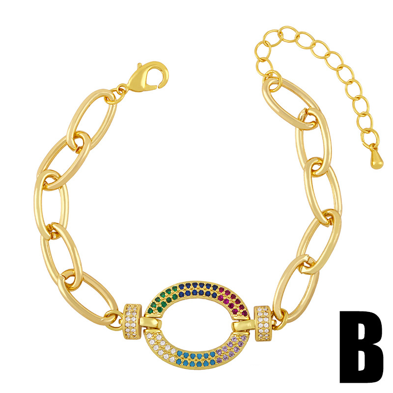 Women's Simple Colored Diamond Bracelet Thick Chain Hip-hop Girlfriends Bracelet display picture 6