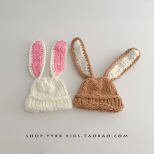 儿童帽子ins韩国新款秋冬季女孩针织可爱兔子毛线帽男宝宝套头帽
