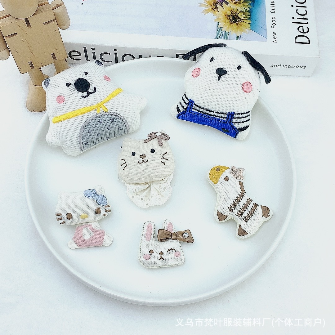 韩系布艺卡通小马小猫小熊动物配饰发饰发夹头饰包包服装辅料配件