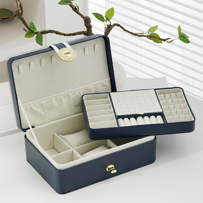 인기 더블 레이어 [다이아몬드 버튼 네이비 블루]