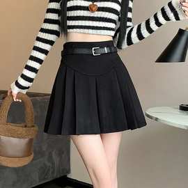 复古高腰百褶半身裙子女2025秋冬新款