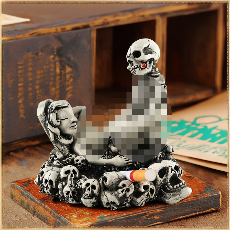  New Personality Skull Sex Ashtray Home Desktop Halloween Decoration Funny Resin Decoration