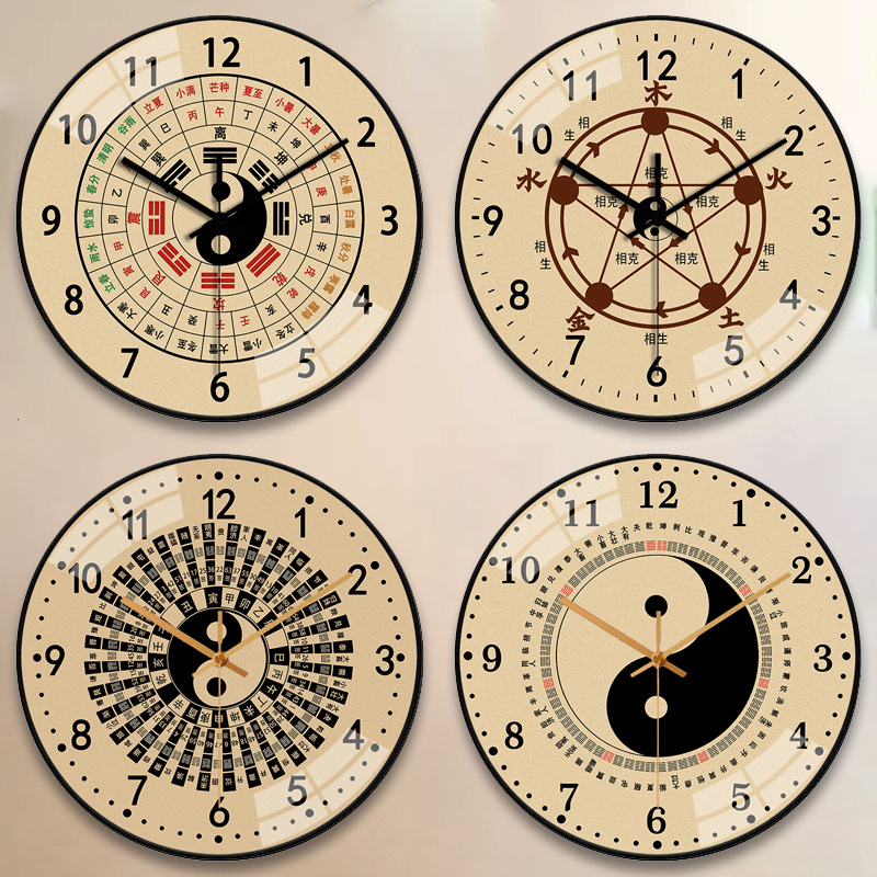 Bagua Quartz Clock Tai Chi Wall Clock Compass Creative New Chinese Style Retro Clock Clock Decoration Silent New Style