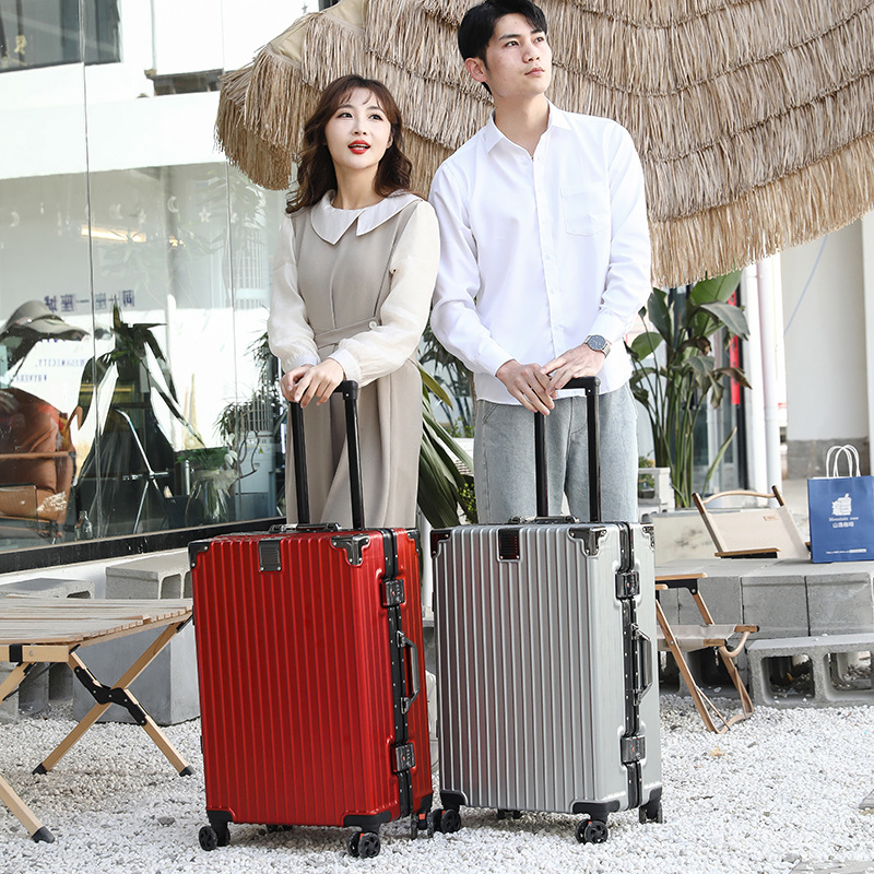 Nuevo marco de aluminio de gran capacidad caja de la carretilla rueda universal de alto aspecto maleta de viaje 24 pulgadas Contraseña de bloqueo de embarque caso